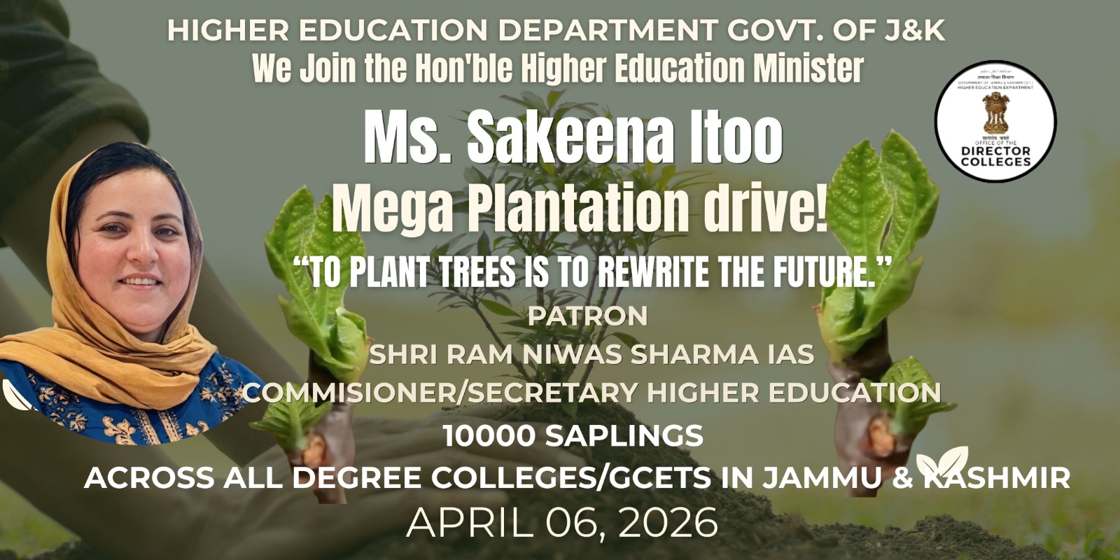 'Mega Plantation Drive on 6 April 2026.'